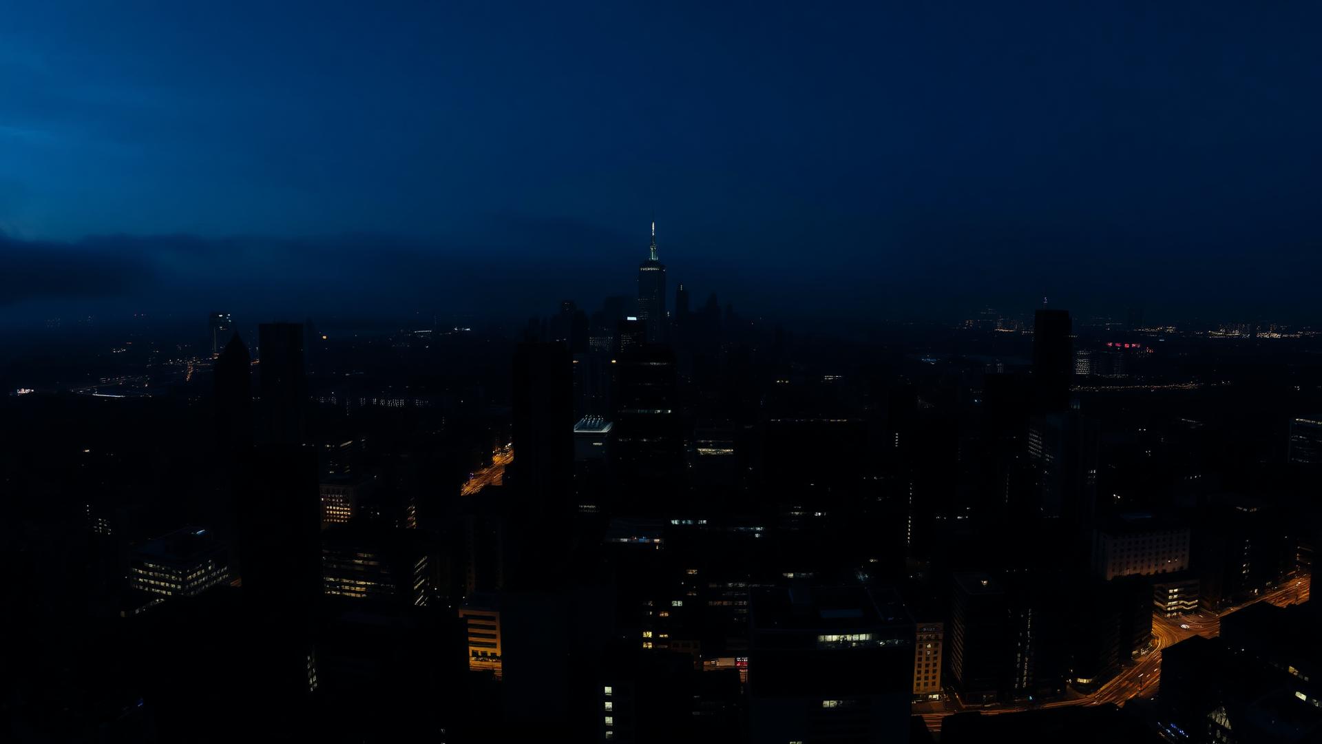 Dark city skyline